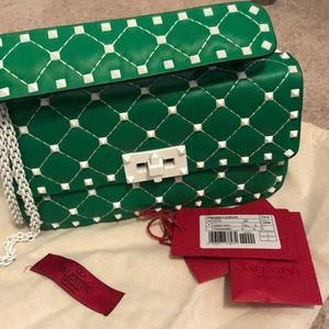 Valentino green studded handbag